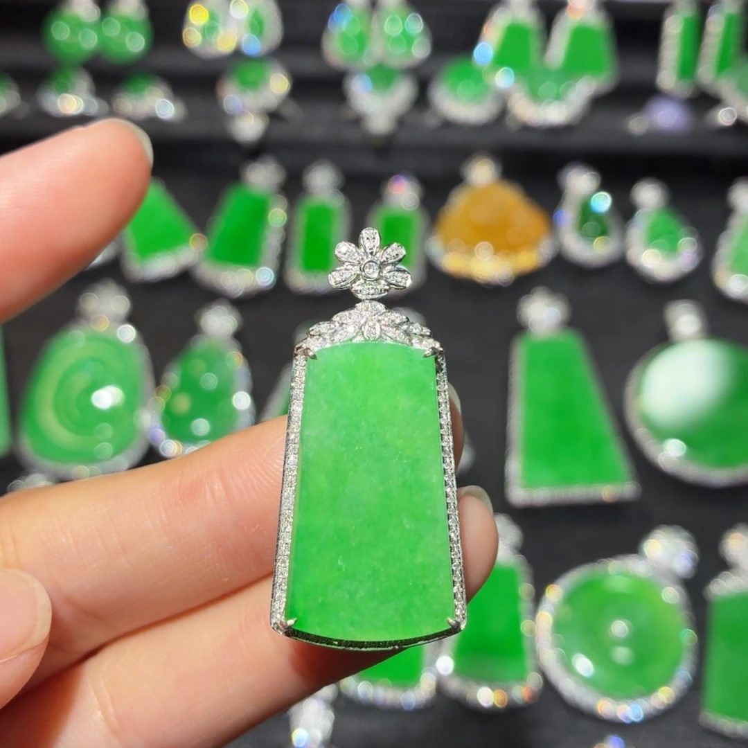 翡翠18K金镶嵌吊坠(不含链)90号