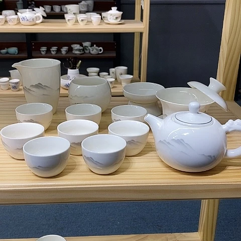 杯群山盖碗茶壶14件套装