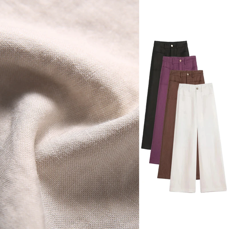 【雨露麻】阔腿裤夏季天丝亚麻窄版直筒裤纯亚麻女款裤子显瘦拖地