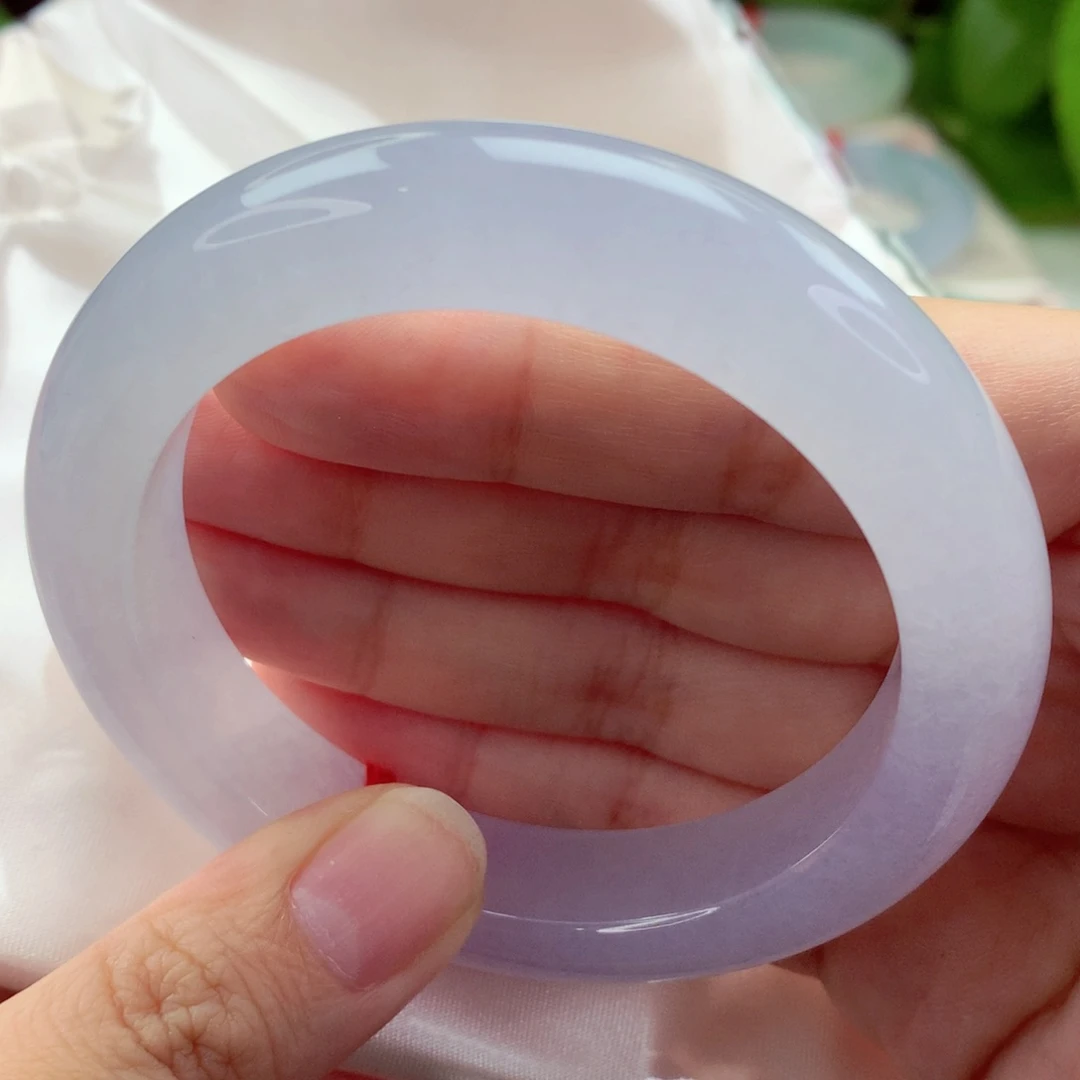 未镶嵌手镯翡翠56冰透粉月光 货头 仙气 喵喵