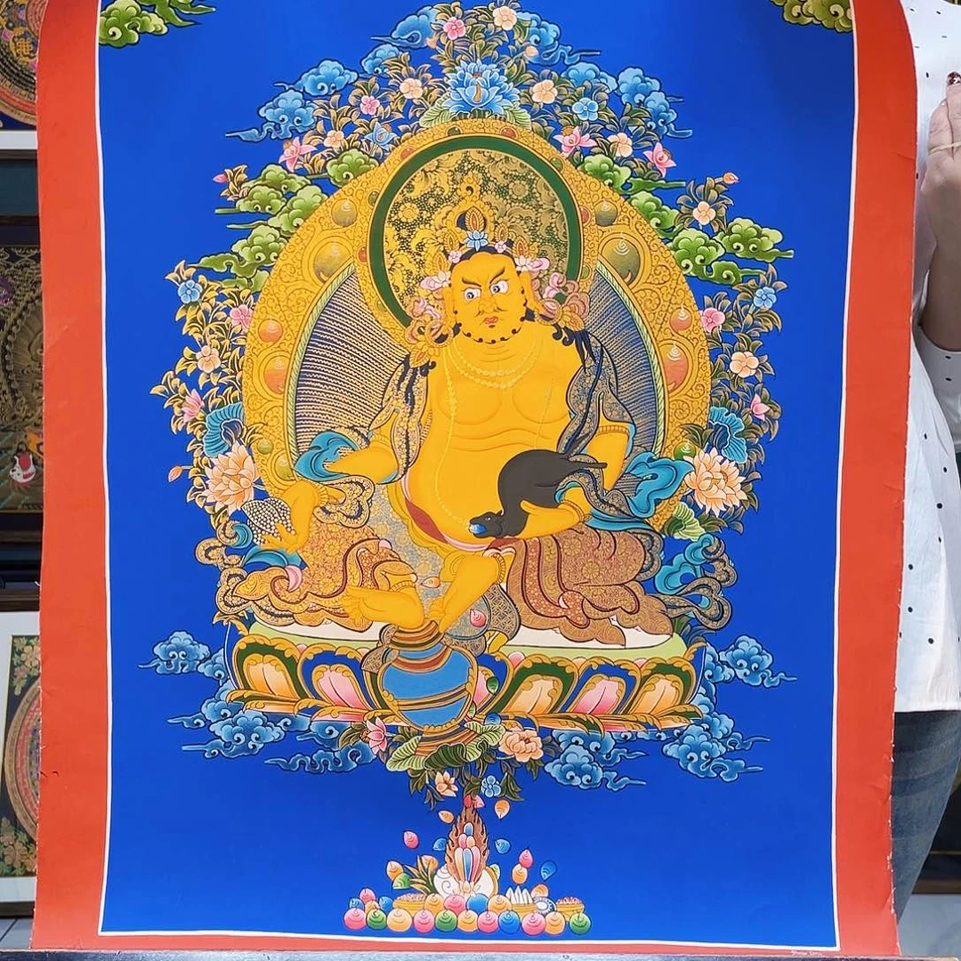 卷轴画手绘唐卡 黄财