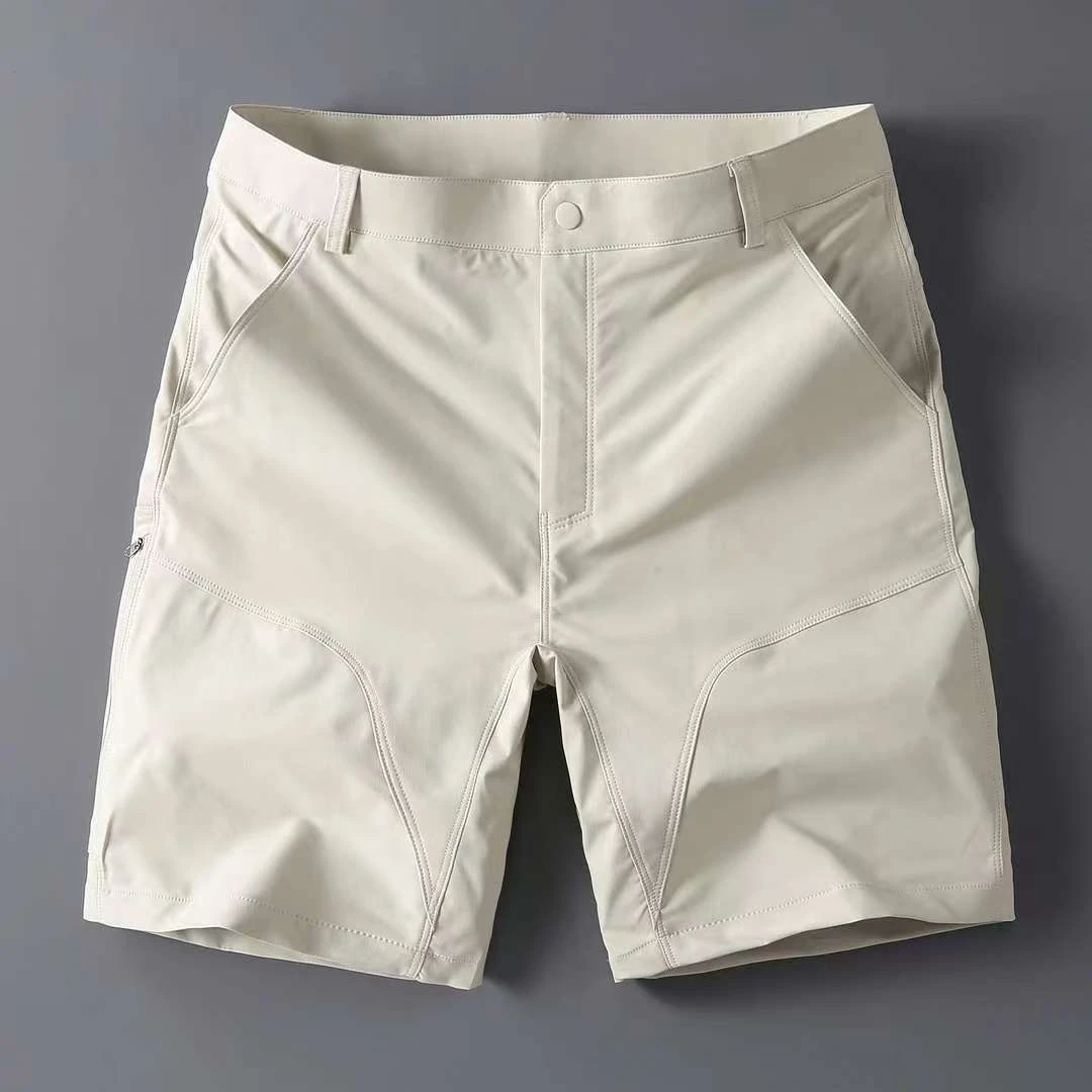 2025新款速干五分裤男士薄款外穿运动中裤子冰丝透气拉链休闲短裤