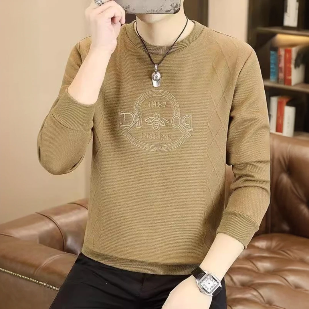 HAESONMENEAT哈逊梅奈欧货男士卫衣春秋季潮流小蜜蜂刺绣打底长袖