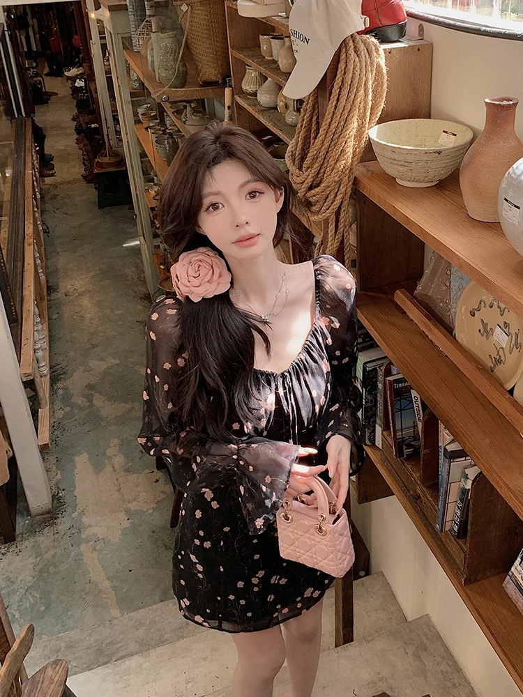 【QIUROUYAO邱肉瑶】第101次为你心动*长袖碎花雪纺连衣裙