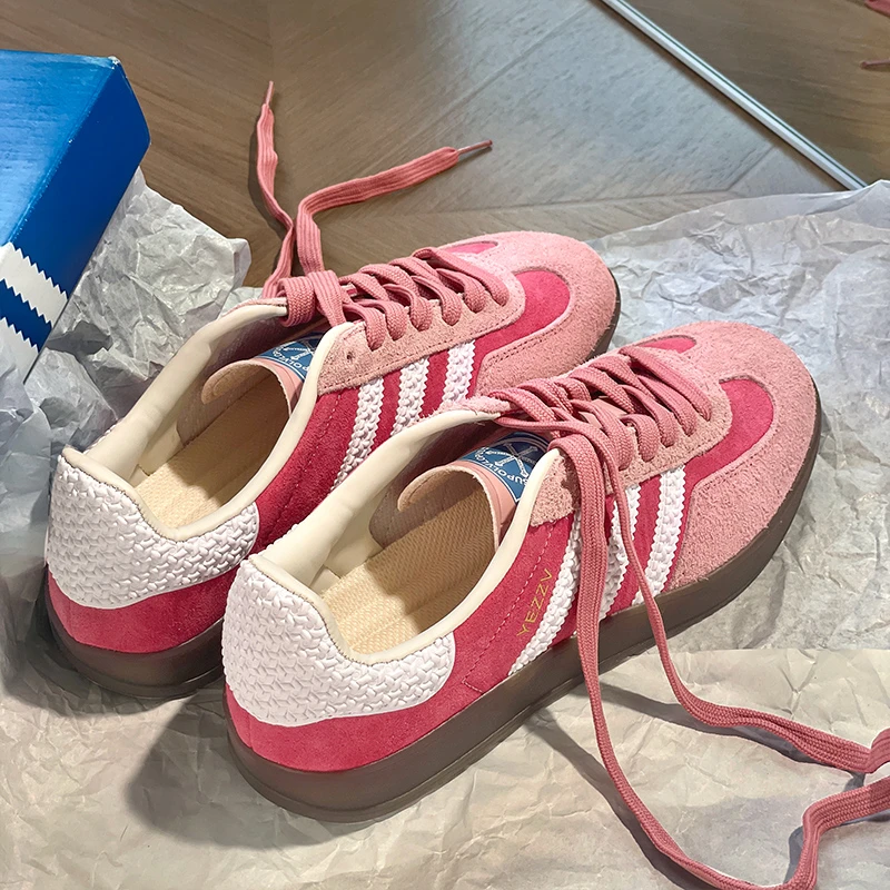 官方正品草莓熊德训鞋女款2025夏季爆款真皮复古百搭潮流休闲鞋男