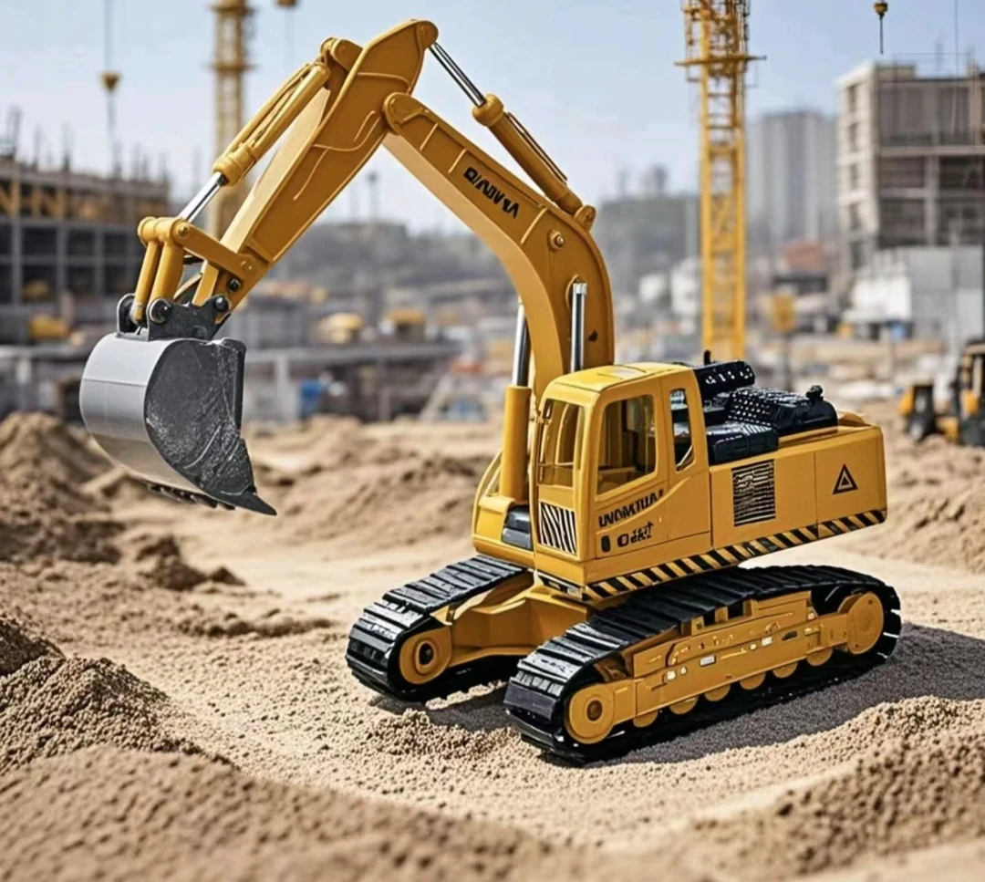 超大号合金工程车挖掘机吊车声光折叠款履带伸缩机加料款儿童玩具