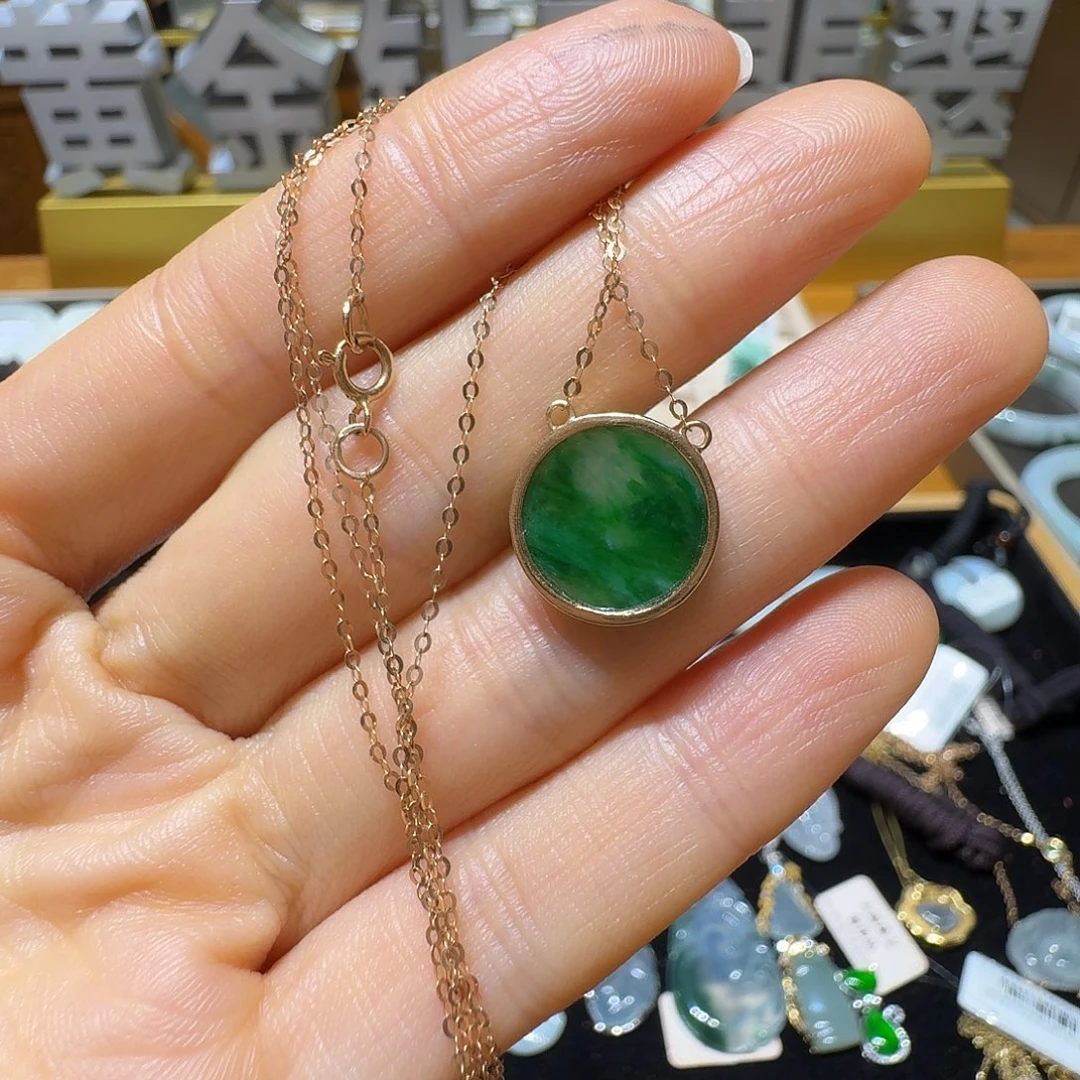 翡翠18K金镶嵌套链