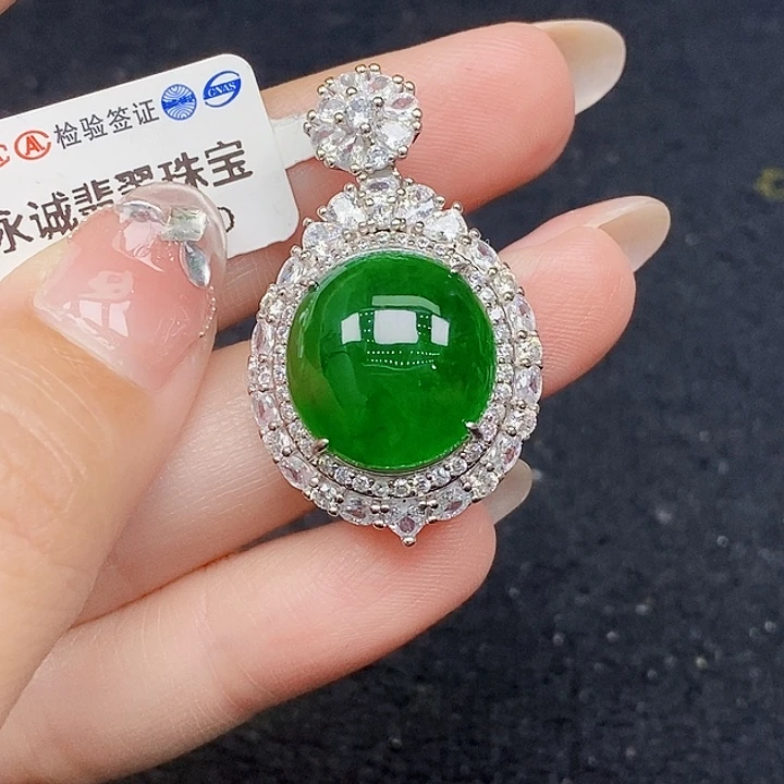 颈饰银S925镶嵌翡翠翡翠
