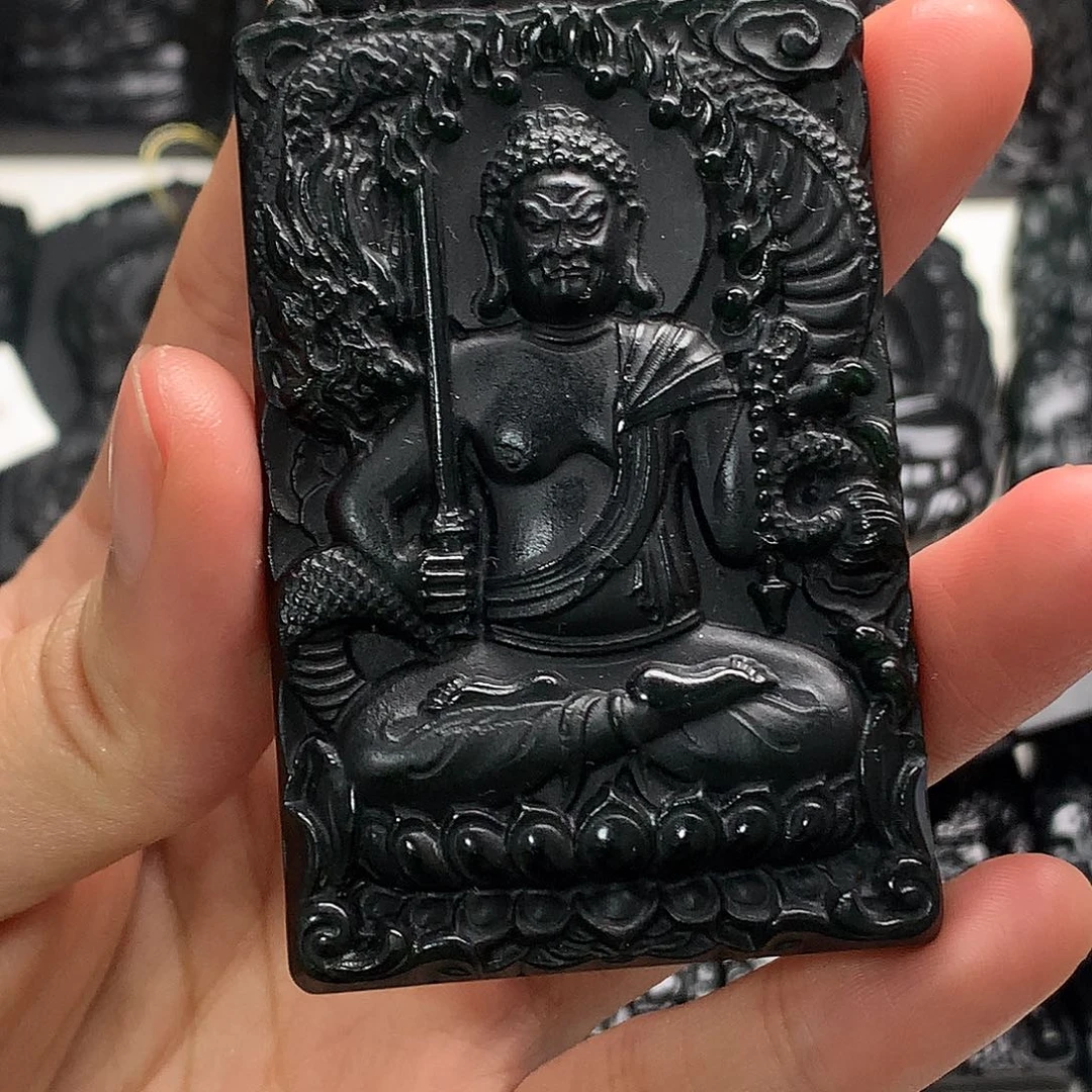 天然缅甸a货钢琴黑挂件