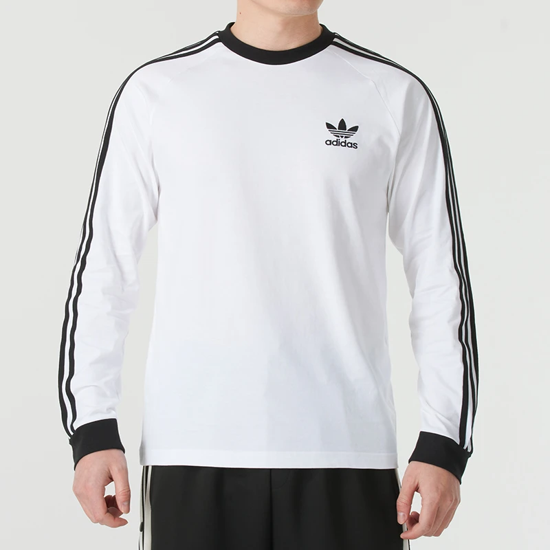 adidas阿迪达斯三叶草男装长袖2025新款训练运动服休闲T恤 IA4879