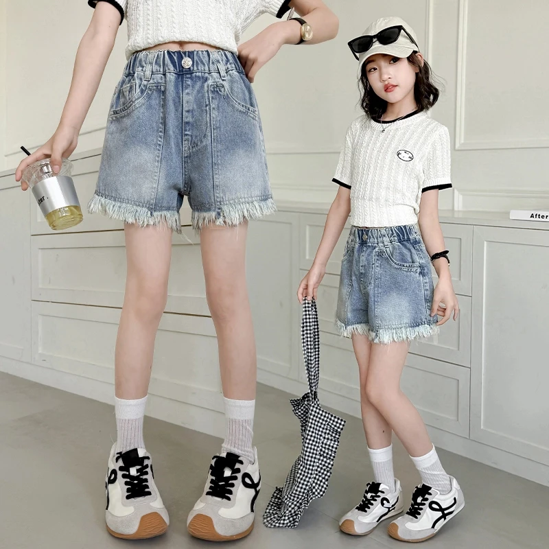 女童夏季牛仔短裤2025新款中大儿童夏天装薄款裤子洋气百搭热裤潮
