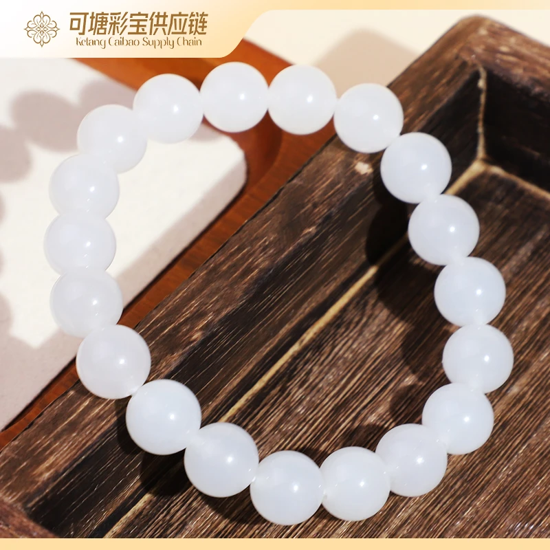 新疆羊脂白和田玉白玉圆珠手串10mm/YX0120/多样性发一件