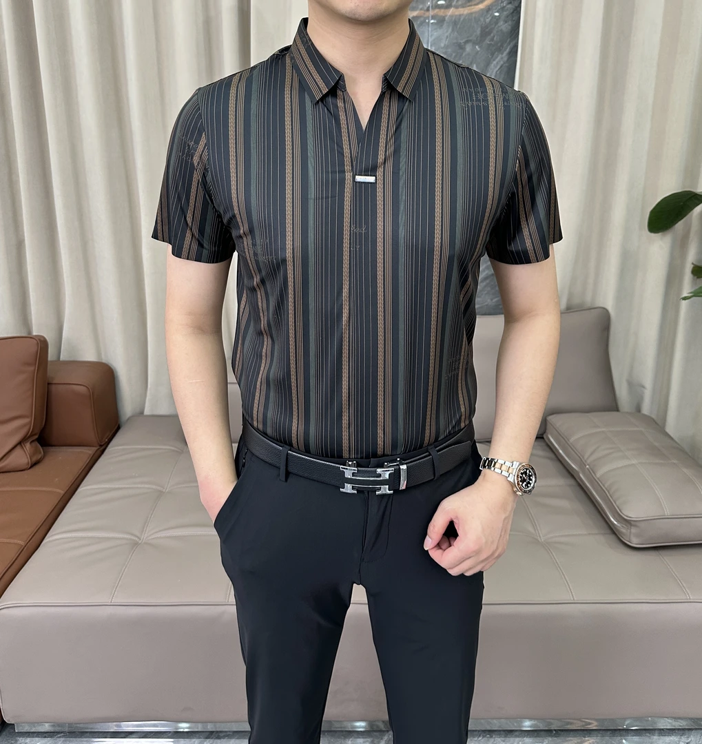 夏季新款轻奢男士时尚潮流休闲百搭欧版弹力短袖Polo衫8888