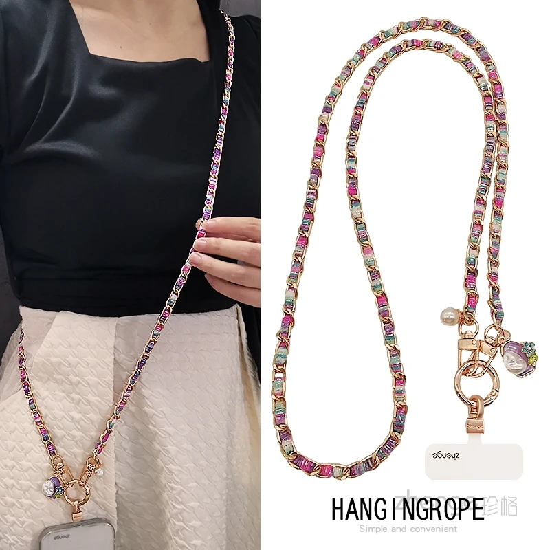 手机挂绳斜挎金属时尚背带彩绘户外旅游出行逛街包包肩背带绳