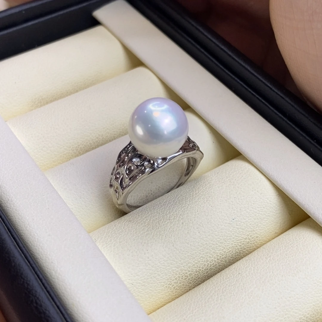 银S925镶嵌戒指淡水珍珠特价微瑕