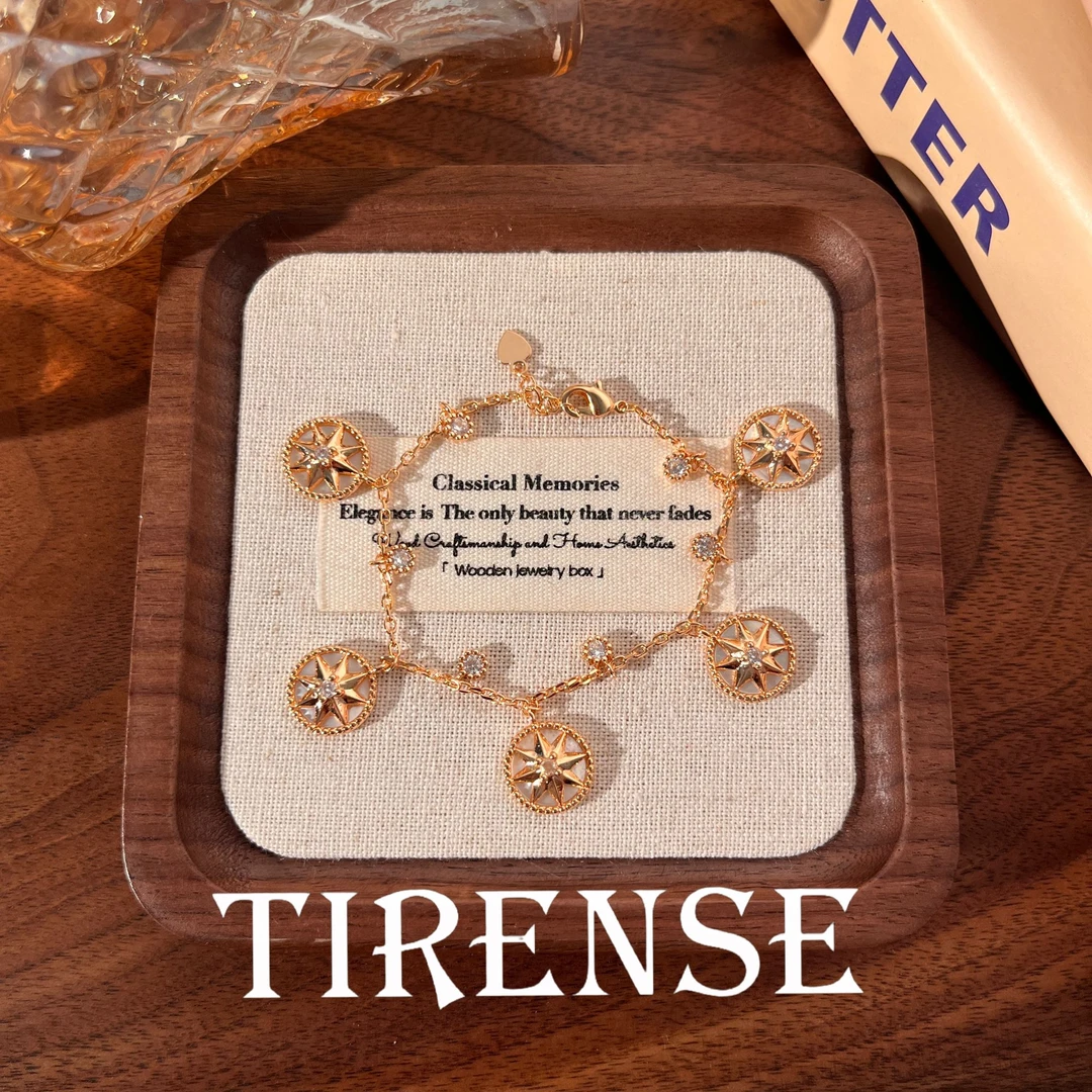 TIRENSE/狄伦斯 铜合金手链 镀18K金 罗盘轻奢气质时尚百搭手链