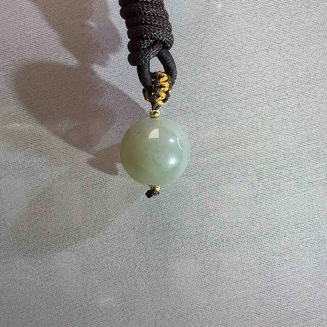 和田玉颈饰未镶嵌且末近矿青花16mm单珠