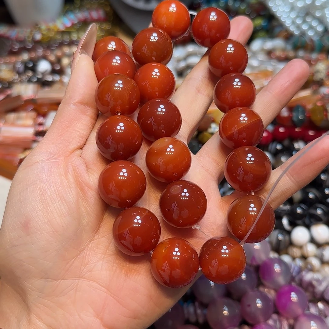 玛瑙/玉髓未镶嵌珠宝半成品20mm红玛瑙一条