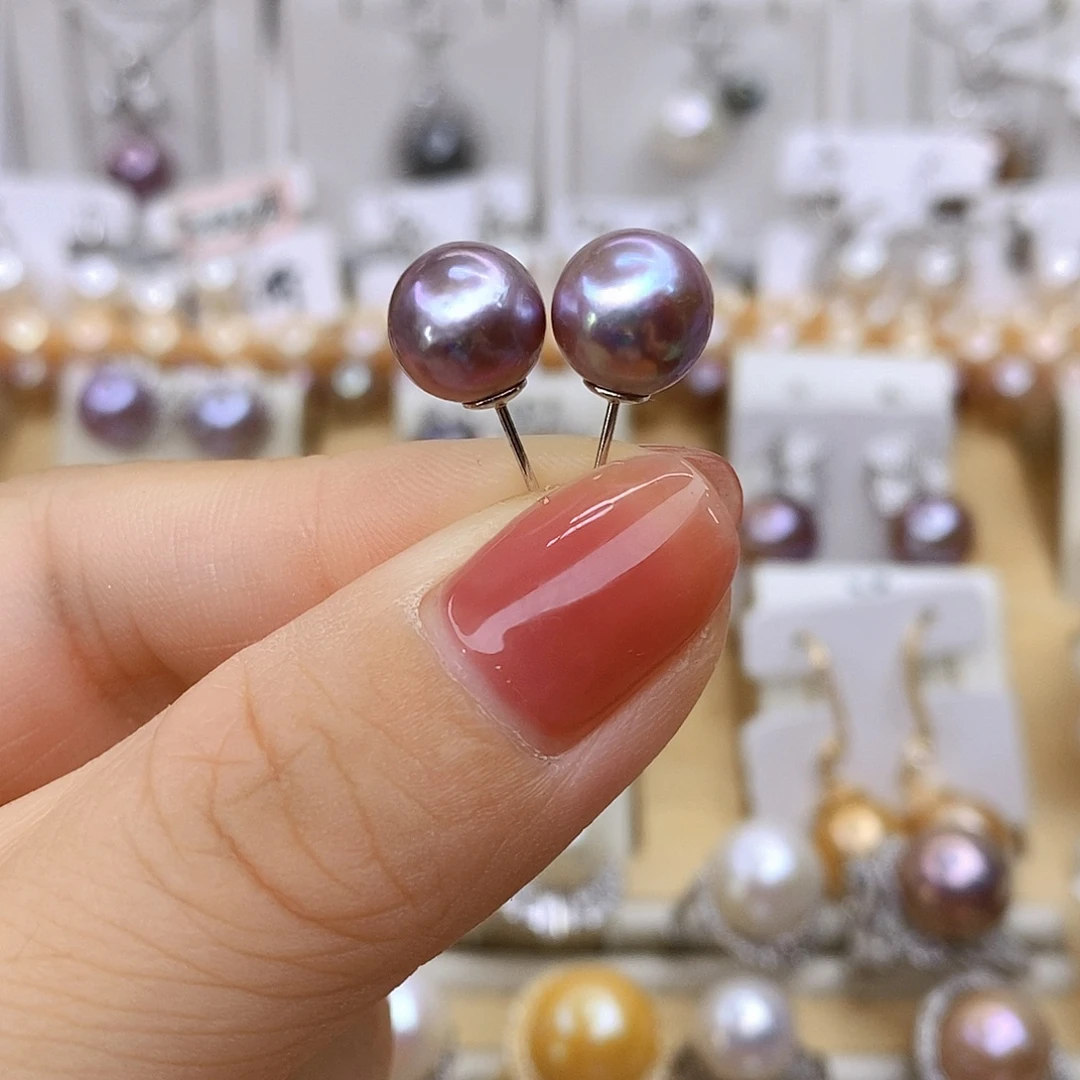 耳饰银S925镶嵌淡水珍珠