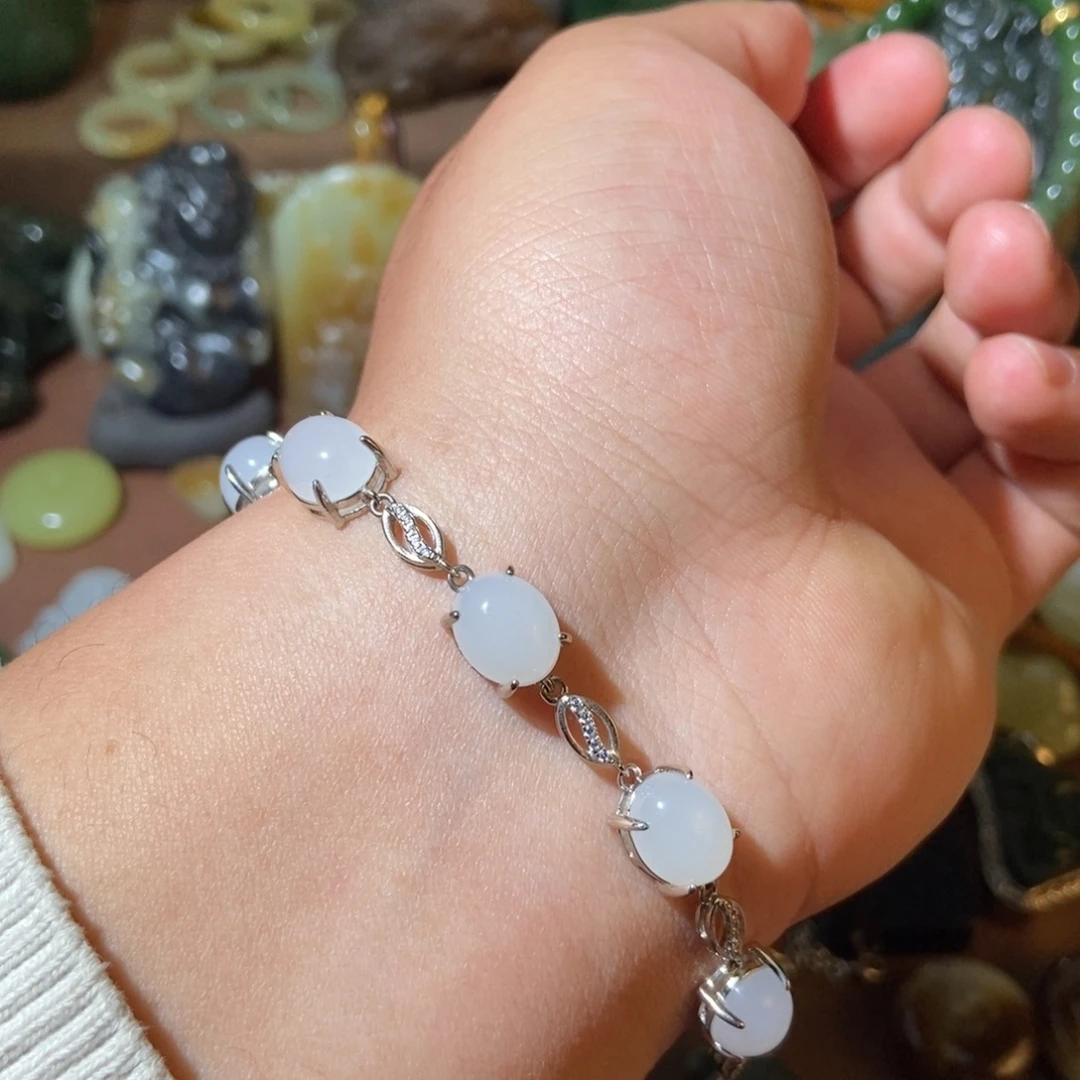 和田玉银S925镶嵌挂件