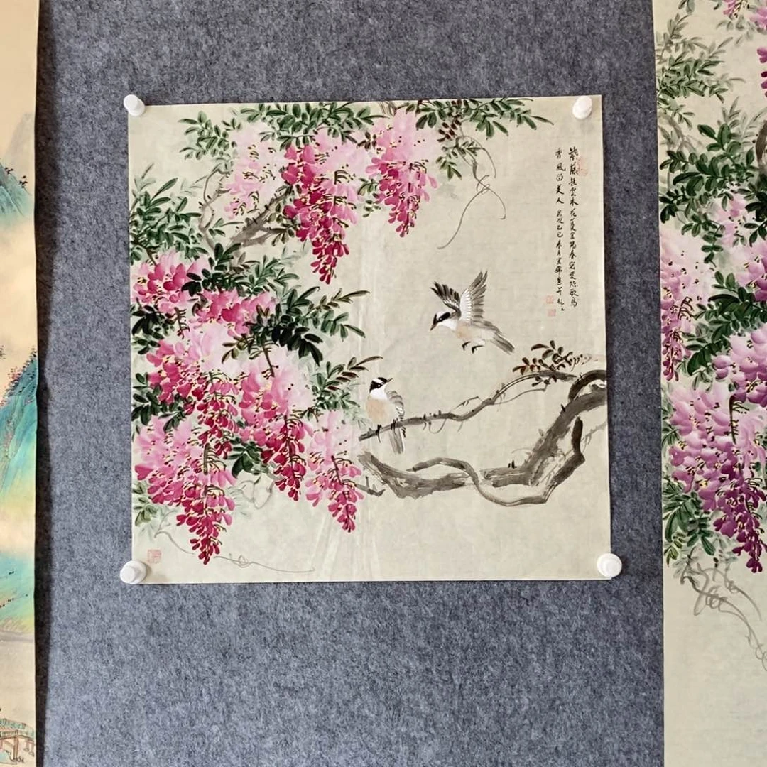 杨***六国画四尺斗方紫藤