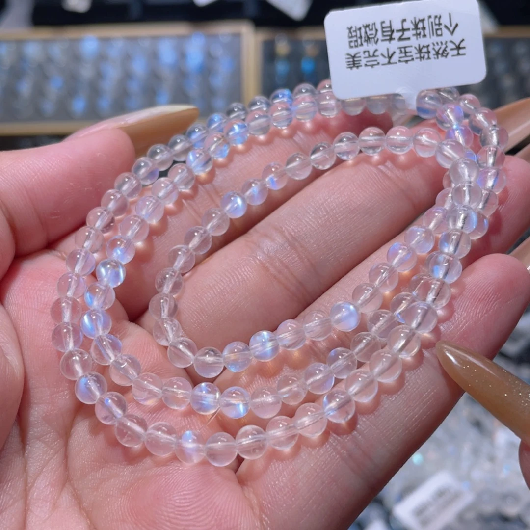 未镶嵌长石手链蓝月光手链多圈5mm