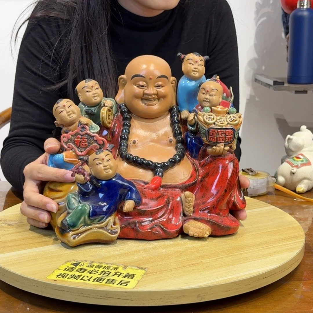 陶瓷佛公摆件五子佛
