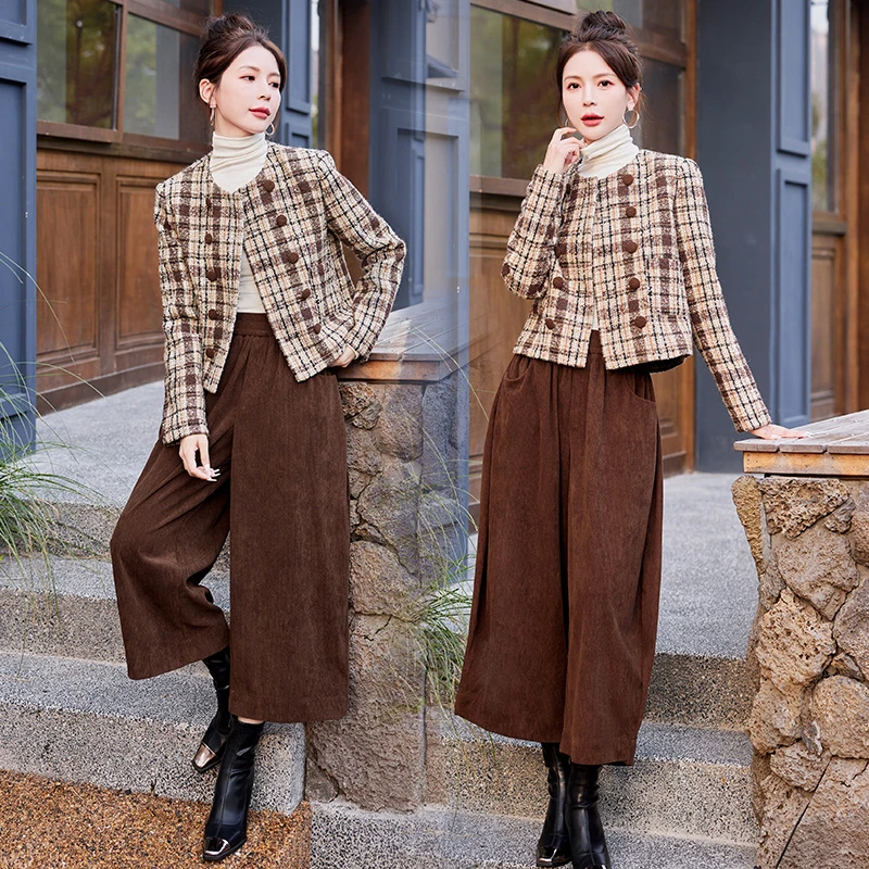 加厚高腰时尚气质轻奢两件套套装小香风显瘦冬季秋冬洋新款流行