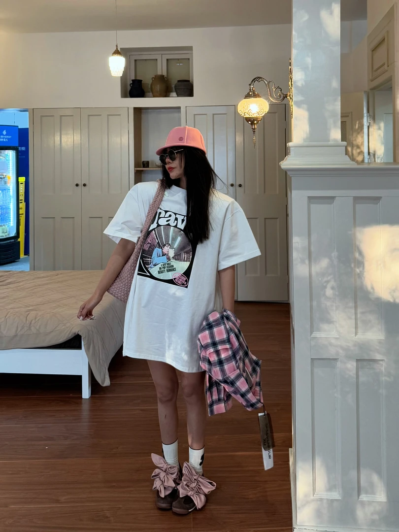 吉吉【慵懒时光】新款时尚宽松圆领字母短袖上衣#2552 C82