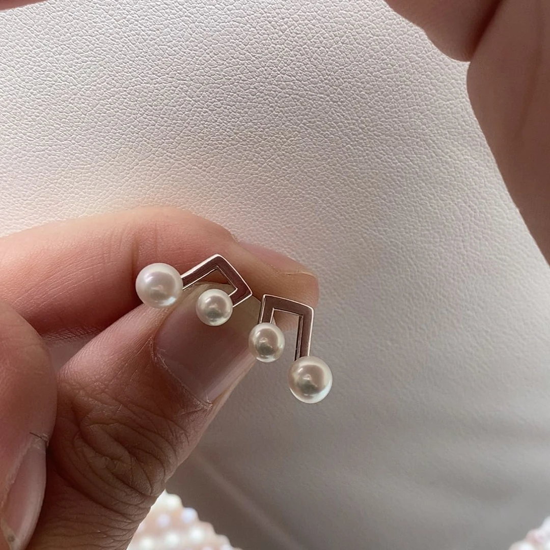 淡水珍珠耳饰银S925镶嵌