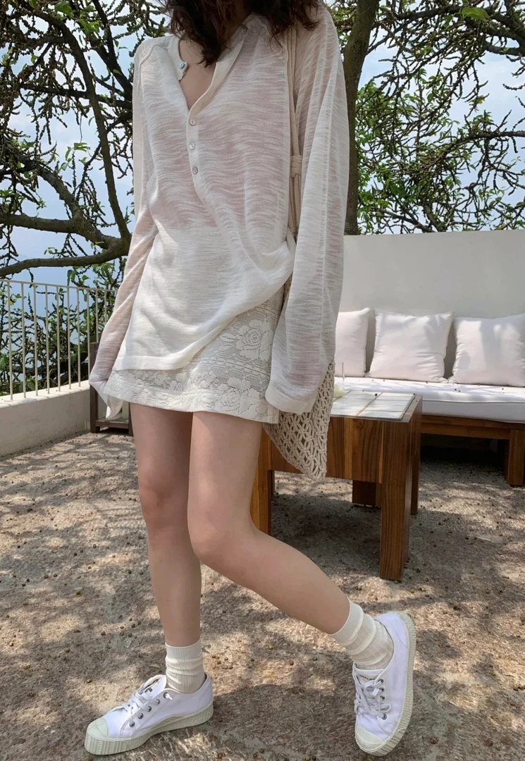 小朵家 ins穿搭#韩系贝母亨利衫 可防晒长袖衫1437