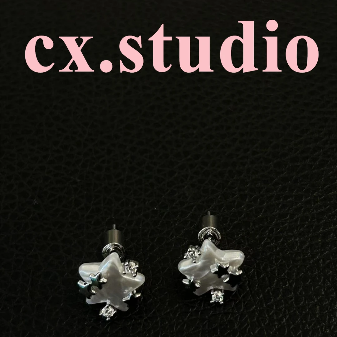 铜合金合成锆石耳饰 精致星星耳钉 8056