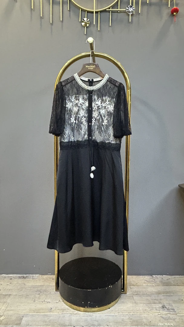 345  温柔淑女气质精致高级纯色连衣裙名媛裙子