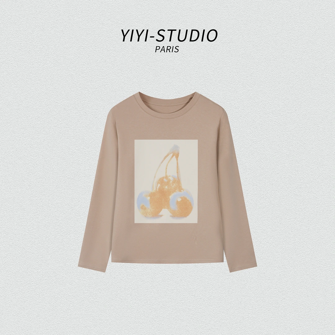 YIYI Studios【樱桃长袖】2025新品 简约百搭基础款长袖T恤