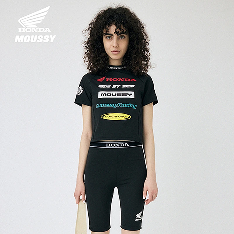【HONDA】MOUSSY 2025夏季新品立领LOGO修身短袖T恤010ISL01-5991