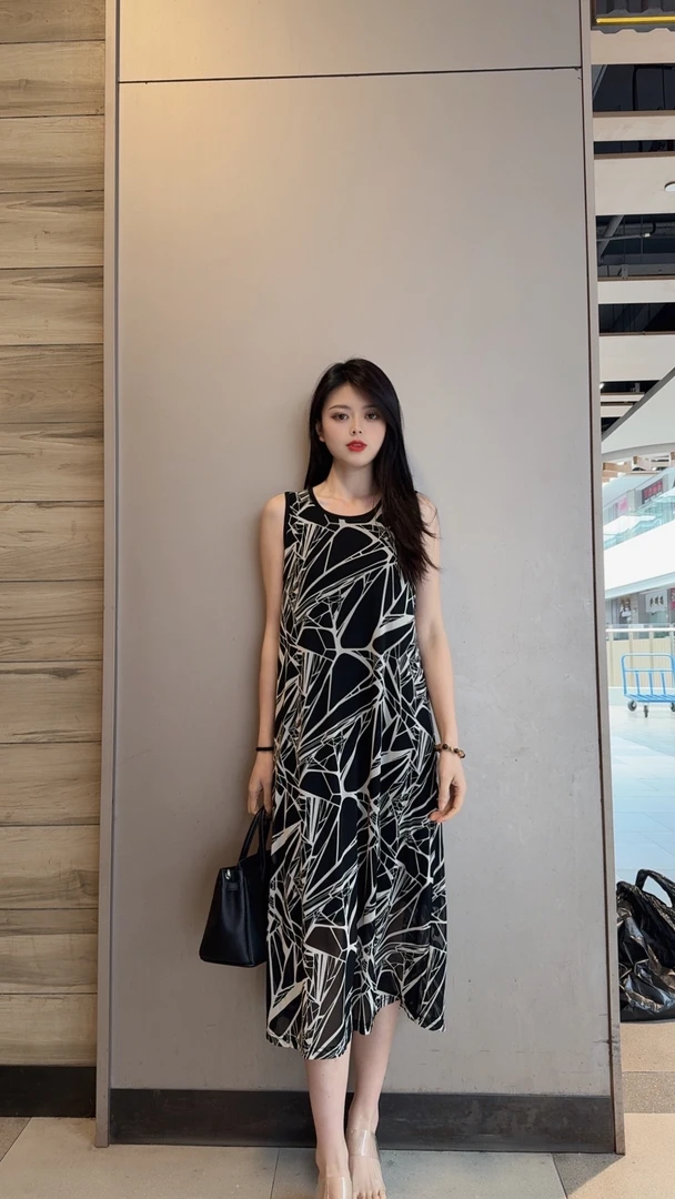 666 DD夏款新款气质时尚显瘦百搭大码洋气毛衣针织背心连衣裙