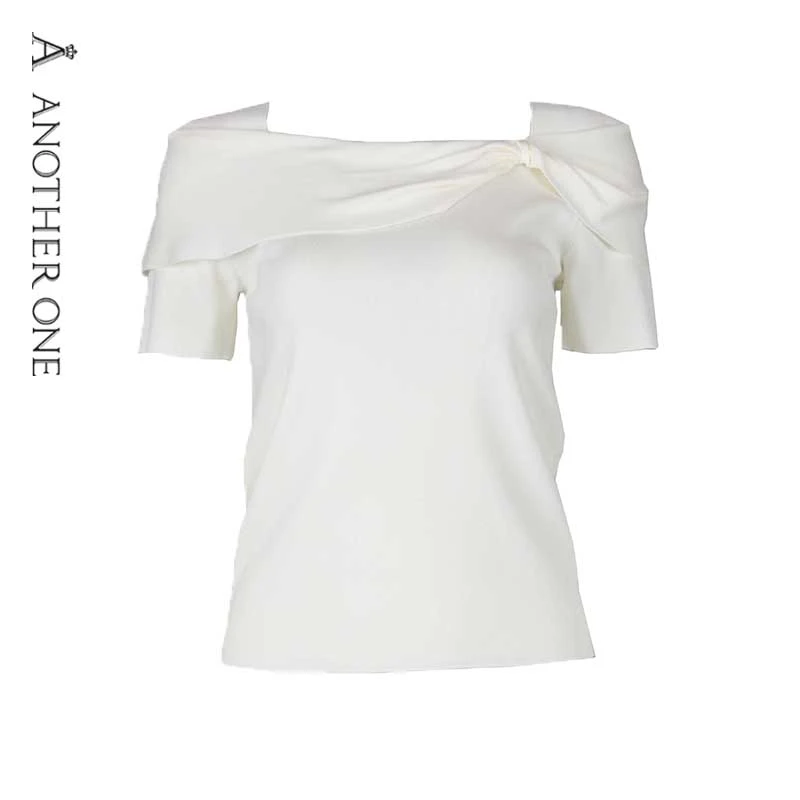 ANOTHER ONE安那迪蝴蝶结毛衣夏季新款针织短袖小众设计感上衣