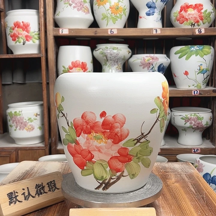 摆件苹果红牡丹陶瓷