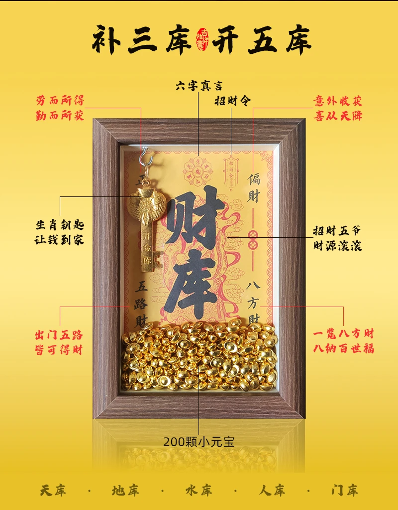 x[6英寸]开财库相框展示画框摆件乔迁送礼客厅玄关装饰品摆件