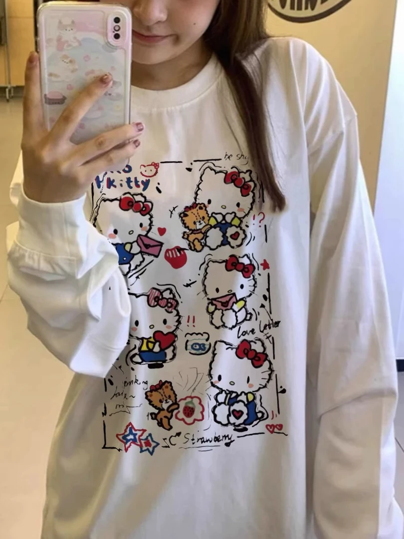 胖mm大码纯棉长袖上衣女ins美式设计感字母打底衫早秋长袖上衣T恤