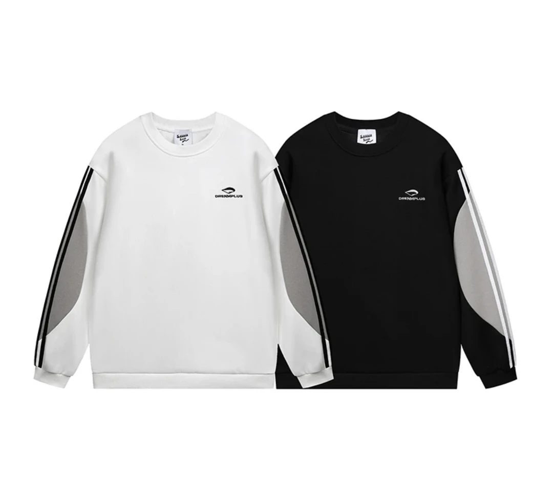 重磅高克重 立体撞色拼接织带 美式复古潮牌男女同款潮牌卫衣9643