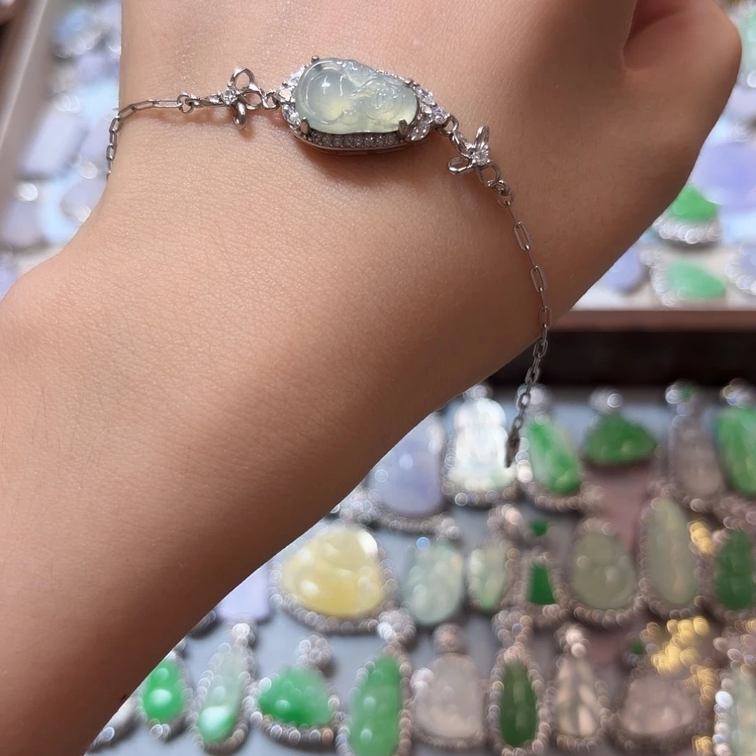 翡翠银S925镶嵌手链