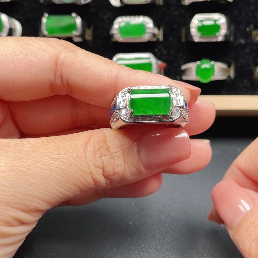 翡翠银S925镶嵌戒指编号3949没运费险