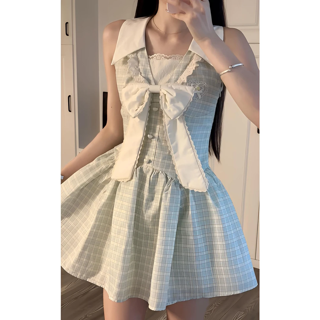 青菱甜心 夏季甜美纯欲风复古显瘦百搭慵懒出游约会收腰连衣裙女