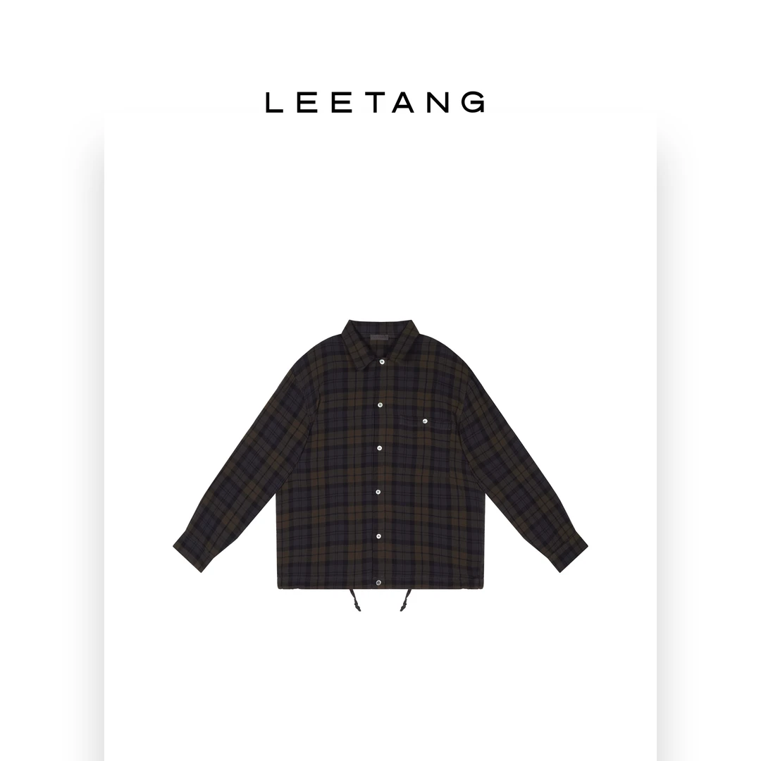 【LEETANG】渐变宽松休闲格纹衬衫LT-Y24625