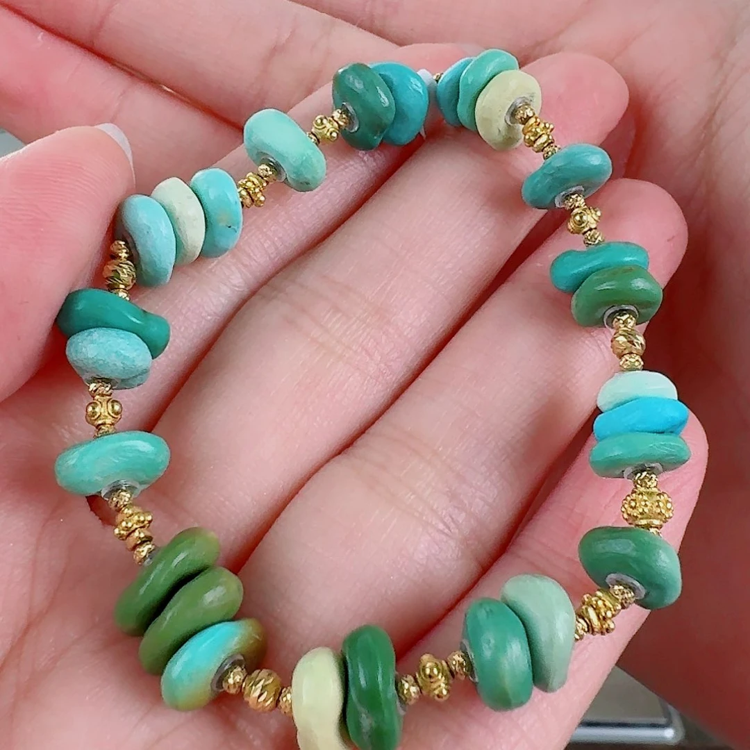 绿松石珠宝奇石18K金镶嵌