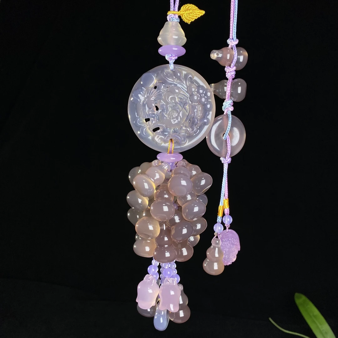 花开富贵紫葫芦大气高级越野车suv 天然玉石玛瑙车挂