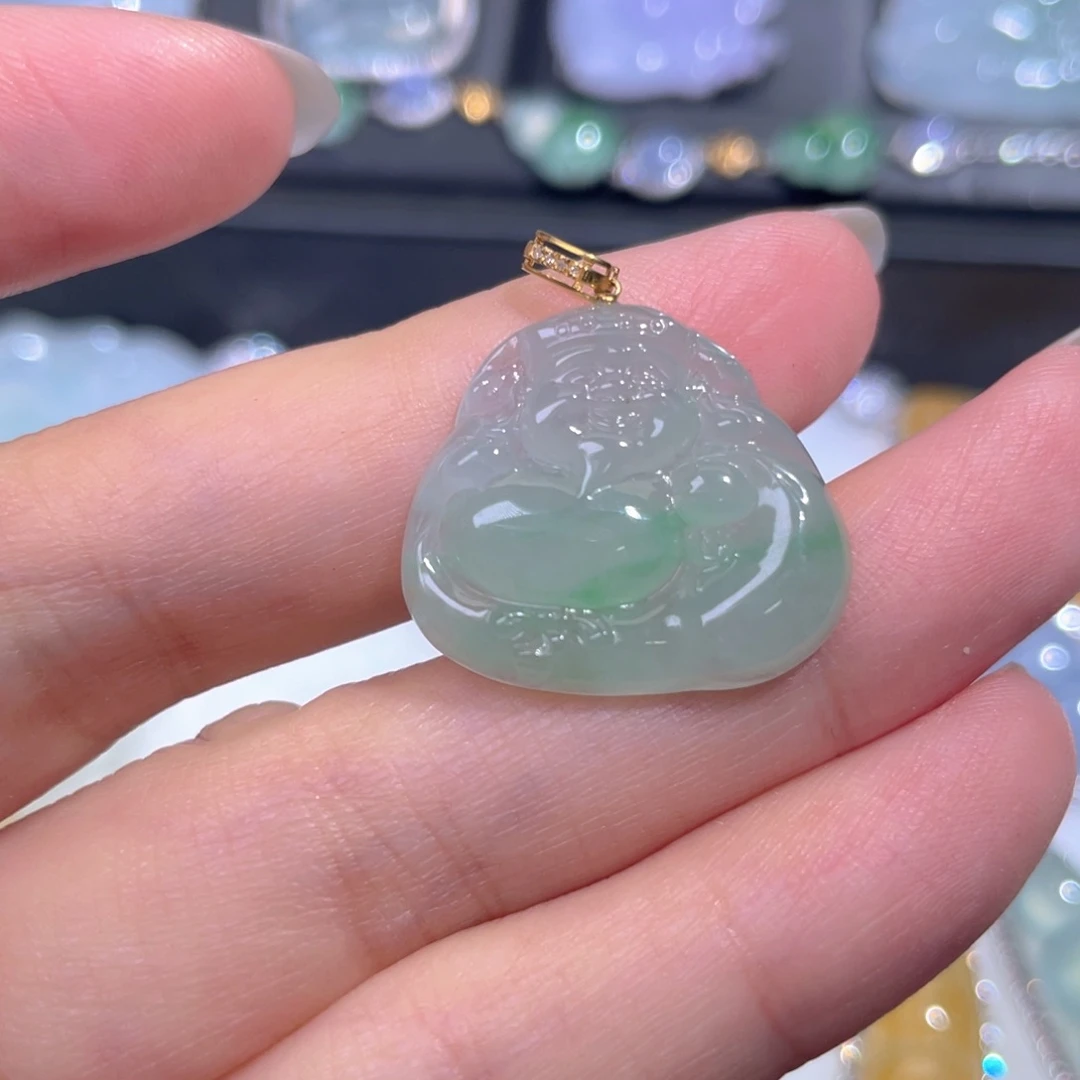 颈饰18K金镶嵌翡翠翡翠