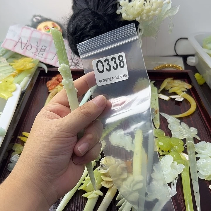 合金蛇纹石玉发饰ღ**