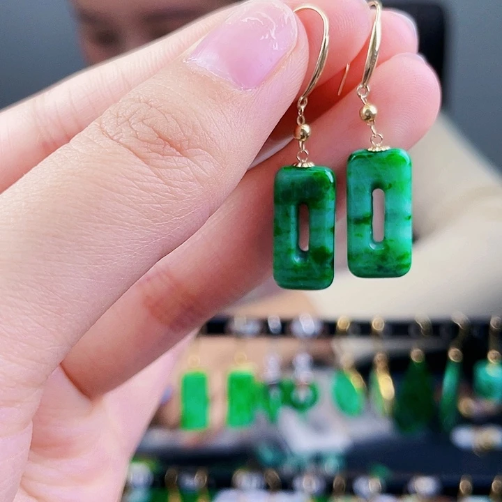 翡翠耳饰18K金镶嵌饰品